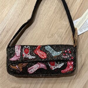 Beaded Boot Shoulder Bag
